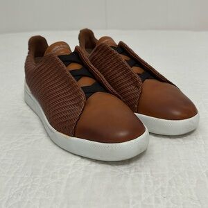 Zegna Triple Stitch Couture sneakers, men's size 9, brown pelletessuta